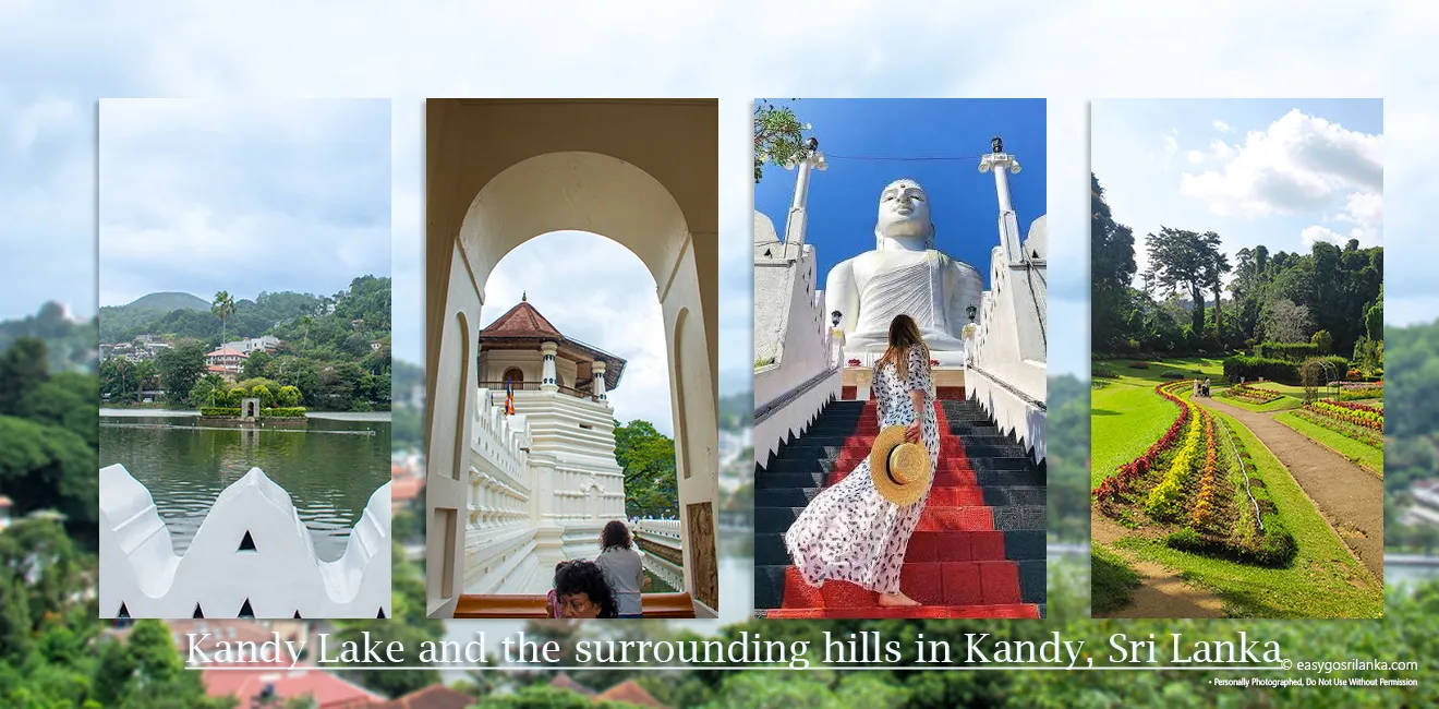 Kandy Lake and the surrounding hills in Kandy, Sri Lanka